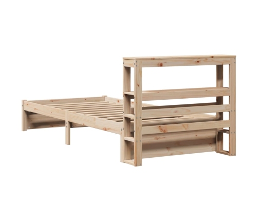 Estructura de cama con cabecero madera maciza pino 90x190 cm