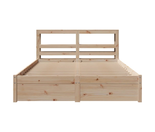 Estructura de cama con cabecero madera maciza pino 135x190 cm