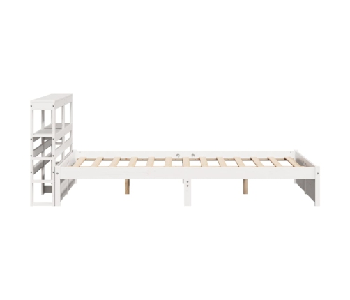 Estructura de cama con cabecero madera pino blanco 135x190 cm