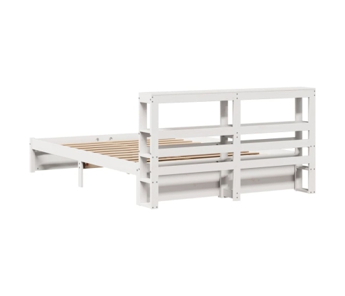 Estructura de cama con cabecero madera pino blanco 135x190 cm