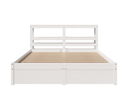 Estructura de cama con cabecero sin colchón blanco 140x190 cm