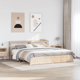 Estructura de cama con cabecero madera maciza pino 180x200 cm