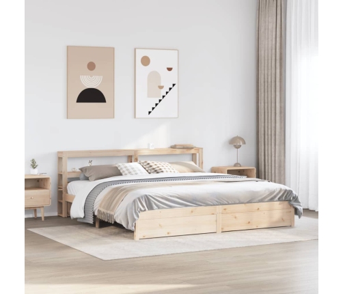 Estructura de cama con cabecero madera maciza pino 180x200 cm