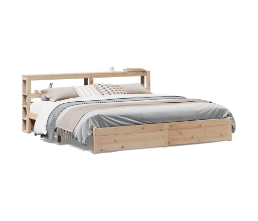 Estructura de cama con cabecero madera maciza de pino 200x200cm