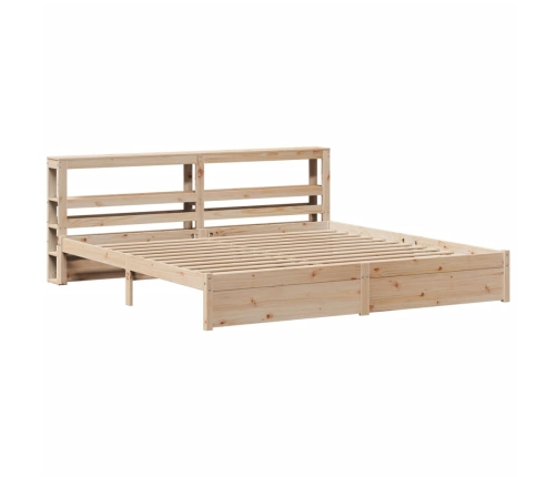 Estructura de cama con cabecero madera maciza de pino 200x200cm