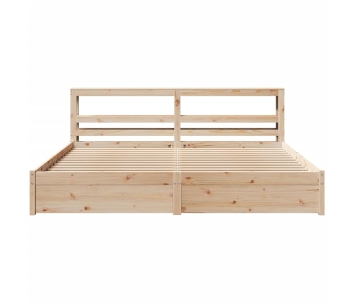 Estructura de cama con cabecero madera maciza de pino 200x200cm