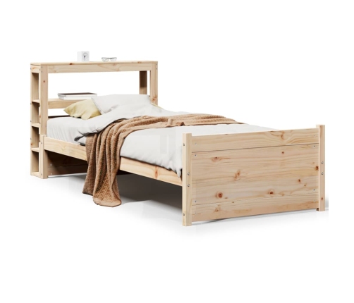 Estructura de cama con cabecero madera maciza pino 75x190 cm