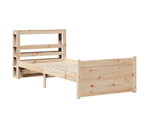 Estructura de cama con cabecero madera maciza pino 75x190 cm