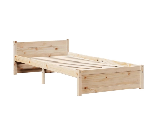 Estructura de cama con cabecero madera maciza pino 75x190 cm