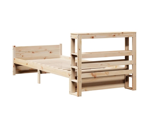 Estructura de cama con cabecero madera maciza pino 75x190 cm