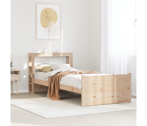 Estructura de cama con cabecero madera maciza pino 75x190 cm