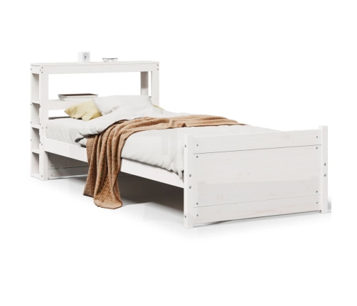 Estructura de cama con cabecero madera pino blanco 75x190 cm