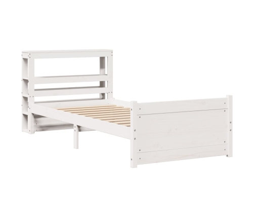 Estructura de cama con cabecero madera pino blanco 75x190 cm