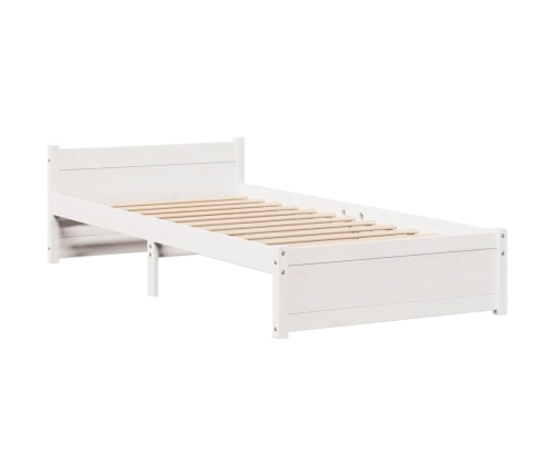 Estructura de cama con cabecero madera pino blanco 75x190 cm