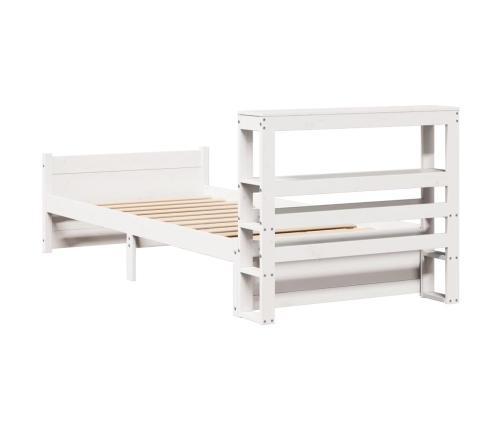 Estructura de cama con cabecero madera pino blanco 75x190 cm