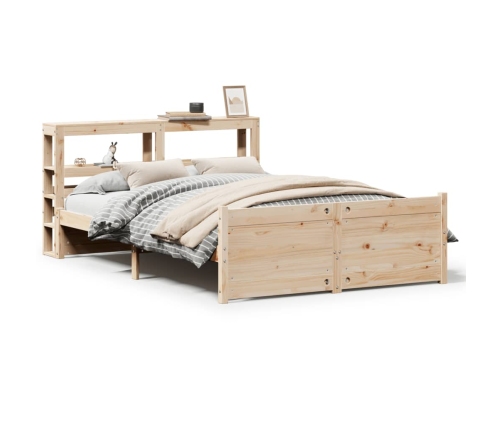 Estructura de cama con cabecero madera maciza pino 135x190 cm