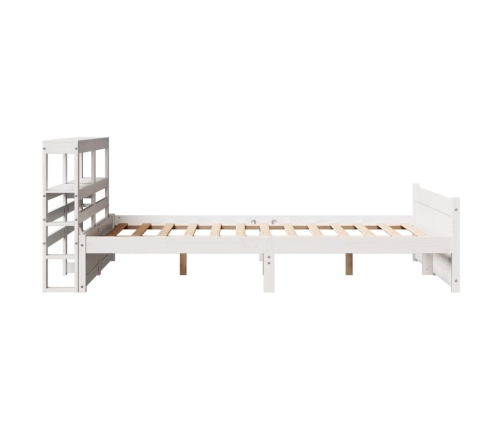 Estructura de cama con cabecero madera pino blanco 135x190 cm