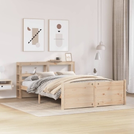 Estructura de cama con cabecero madera maciza pino 120x200 cm