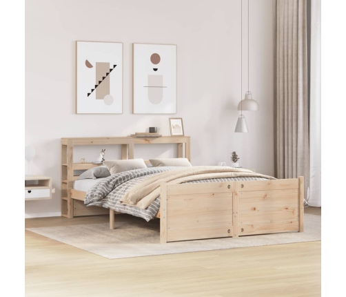 Estructura de cama con cabecero madera maciza pino 120x200 cm