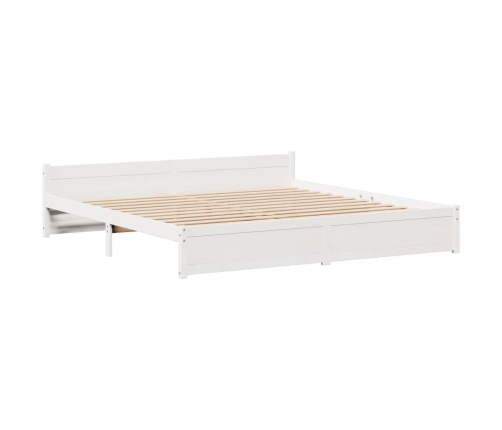 Estructura de cama con cabecero sin colchón blanco 200x200 cm