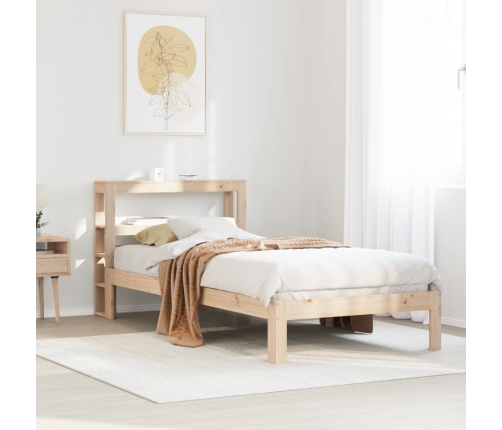 Estructura de cama con cabecero madera maciza pino 75x190 cm