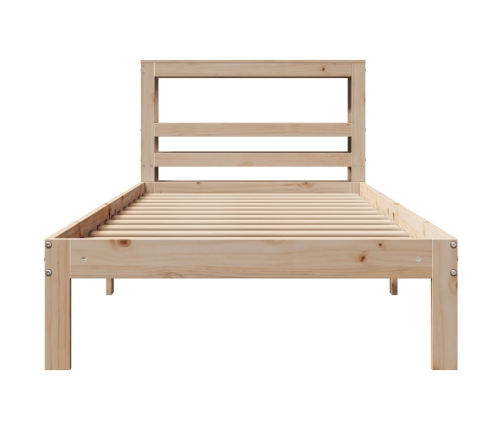 Estructura de cama con cabecero madera maciza pino 75x190 cm