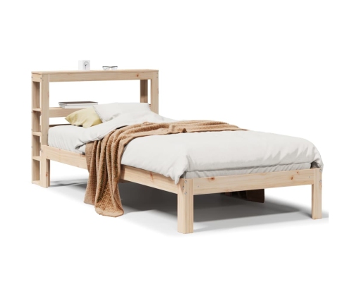 Estructura de cama con cabecero madera maciza pino 75x190 cm