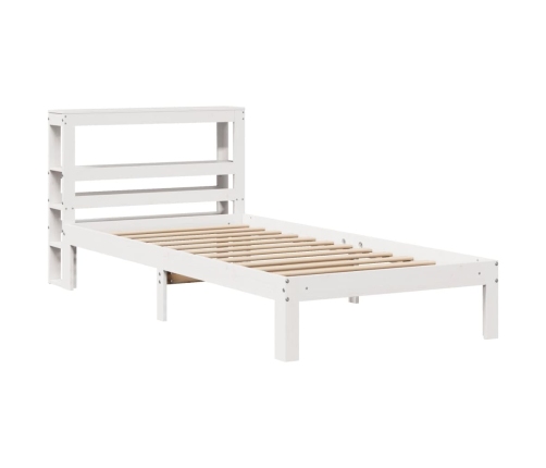 Estructura de cama con cabecero madera pino blanco 75x190 cm