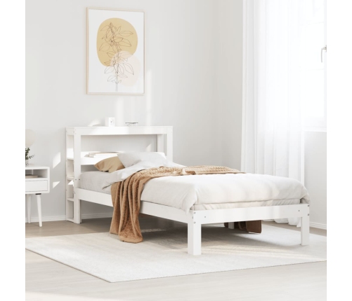 Estructura de cama con cabecero madera pino blanco 75x190 cm