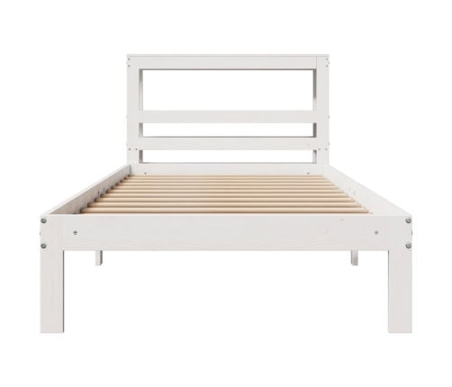 Estructura de cama con cabecero madera pino blanco 75x190 cm