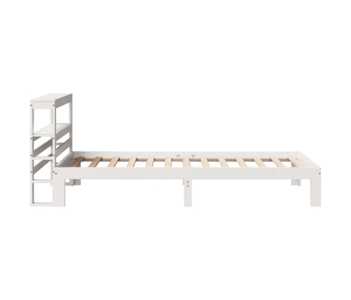 Estructura de cama con cabecero madera pino blanco 75x190 cm