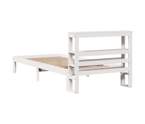 Estructura de cama con cabecero madera pino blanco 75x190 cm