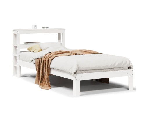 Estructura de cama con cabecero madera pino blanco 75x190 cm