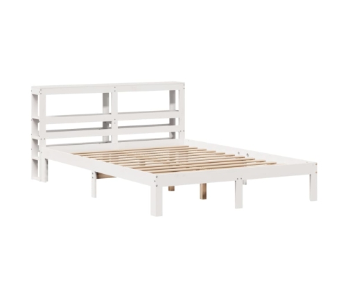 Estructura de cama con cabecero madera pino blanco 120x190 cm