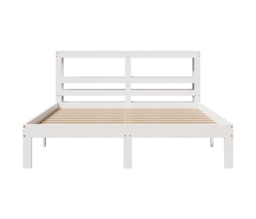 Estructura de cama con cabecero madera pino blanco 135x190 cm