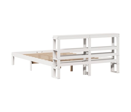 Estructura de cama con cabecero madera pino blanco 135x190 cm