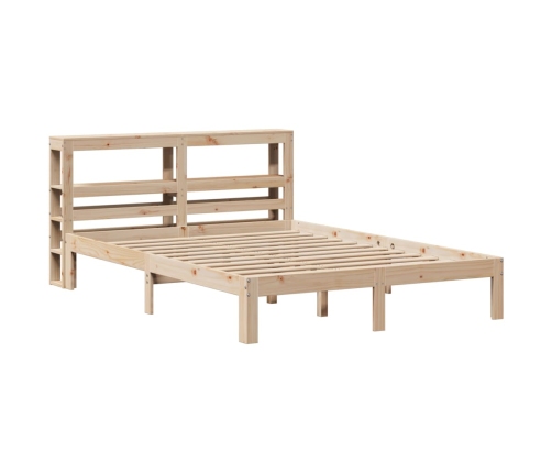 Estructura de cama con cabecero madera maciza pino 140x190 cm