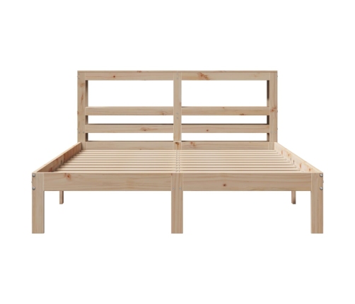 Estructura de cama con cabecero madera maciza pino 140x190 cm