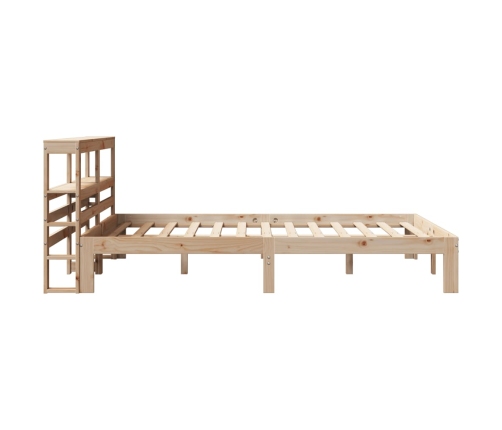 Estructura de cama con cabecero madera maciza pino 140x190 cm