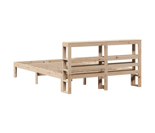 Estructura de cama con cabecero madera maciza pino 140x190 cm