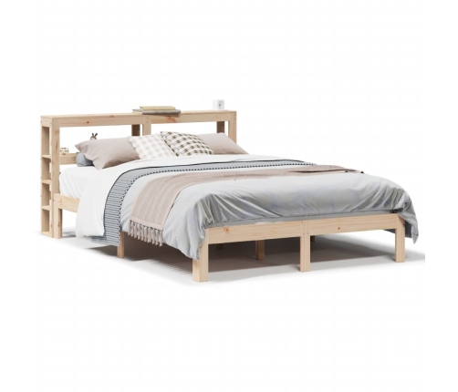 Estructura de cama con cabecero madera maciza pino 140x190 cm