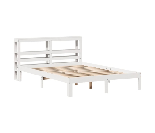 Estructura de cama con cabecero sin colchón blanco 140x190 cm