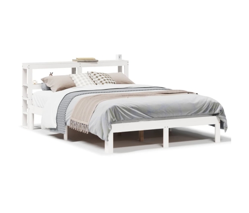 Estructura de cama con cabecero sin colchón blanco 140x190 cm