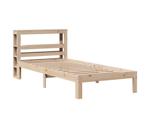Estructura de cama con cabecero madera maciza de pino 90x200 cm
