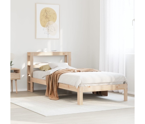 Estructura de cama con cabecero madera maciza de pino 90x200 cm