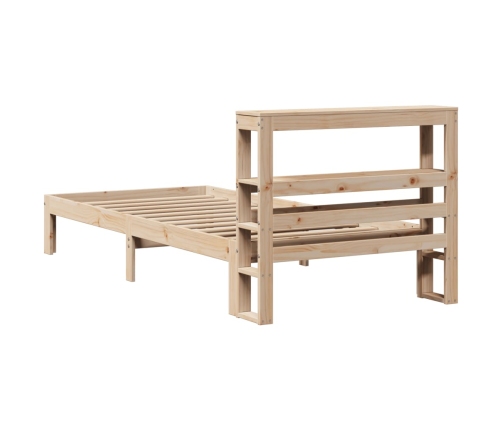 Estructura de cama con cabecero madera maciza de pino 90x200 cm