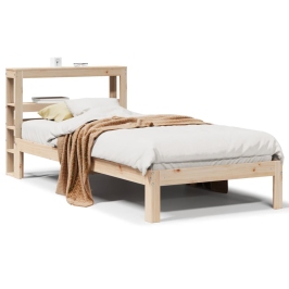 Estructura de cama con cabecero madera maciza de pino 90x200 cm