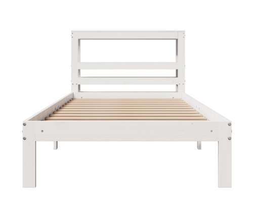 Estructura de cama con cabecero sin colchón blanco 90x200 cm