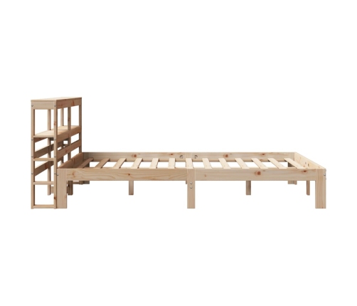 Estructura de cama con cabecero madera maciza pino 140x200 cm