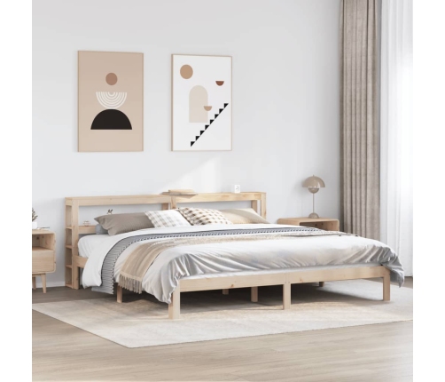 Estructura de cama con cabecero madera maciza pino 180x200 cm